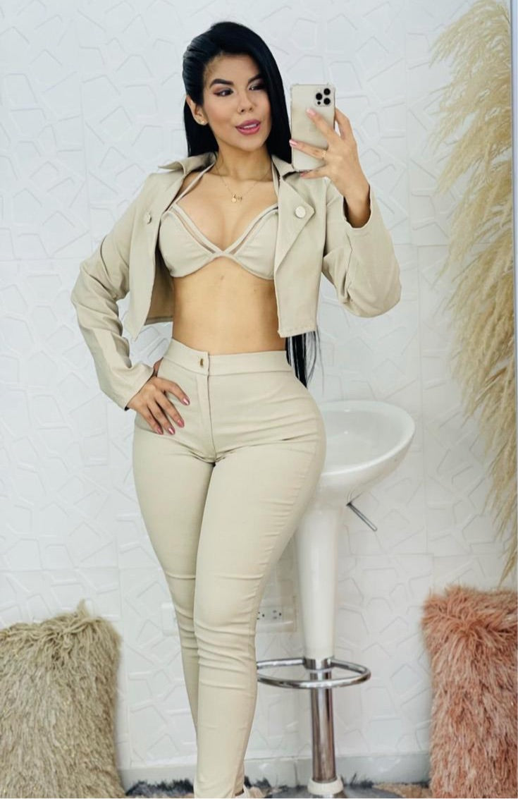 3 pcs Sexy Khaki  Sets